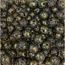 8mm Rose Blue Patina Brass Bead, Pack of 10