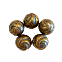 12mm Swirl Bead Blue Denim Brass, Pack of 5