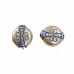 12mm Patterned Blue Denim Silver Beads, Pack of 5