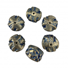10 x 15mm Blue Denim Patterned Beads, Pack of 6