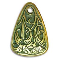 27x20mm Green Patina Brass Flower Pendant with Hanging Hole