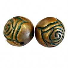 18mm Rosebud Green Patina Bead, RB18/GPB, Pack of 2.