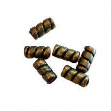 4x8mm Green Patina Brass Barber Pole Beads, pack of 6