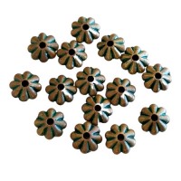 3 x 6mm Corrugated Green Patina Brass Bead, Pack of 15