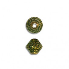 7x6mm Mushroom Rope Green Patina Brass Bead, Pack of 10