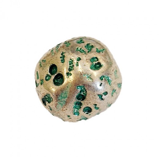 17mm Distressed Nugget Green Patina Bead
