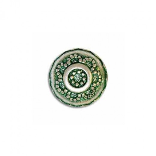 18mm Embossed Disc Green Patina Bead