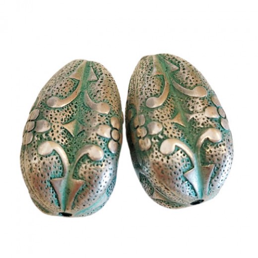 12x25mm Fancy Pattern Large Teardrop Nugget, Pack of 2