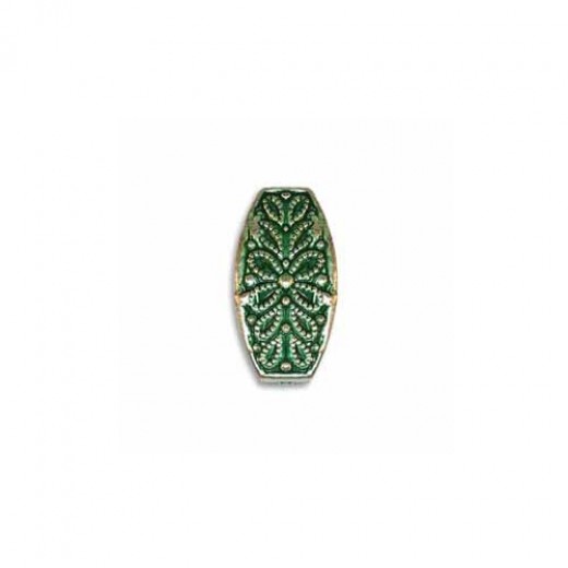 12x6mm Fancy Squared Oval Green Patina Bead