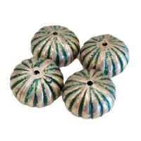 14mm Flattened Onion Green Patina Bead, Pack of 4