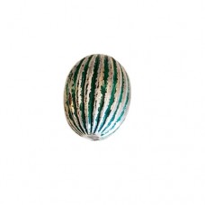 12x16mm Ribbed Oval Green Patina Bead