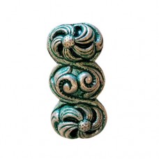 25x12mm Scrolled Green Patina Bead