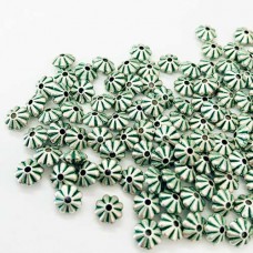 3 x 10mm Corrugated Green Patina Bead, Pack of 10