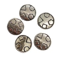 Antique Silver Tibetan Style Oval Beads, 10mm, Pack of 5