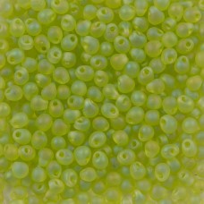 Miyuki 3.4mm Drop Beads, Matte Transparent Lime AB, Approx 20 Grams