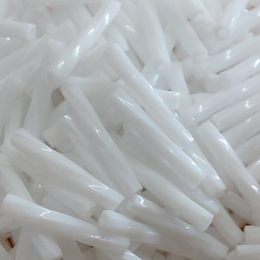 2 x 12mm Miyuki Twisted Bugles, Opaque White, Approx 10 Grams