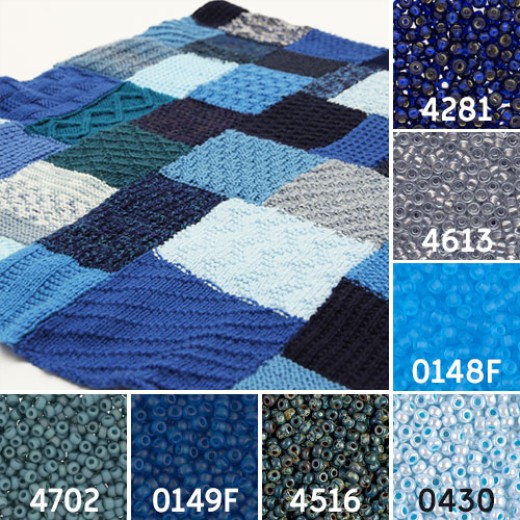 Knitted Blue Blanket Colour Inspiration Miyuki 6/0 Seed Bead Collection
