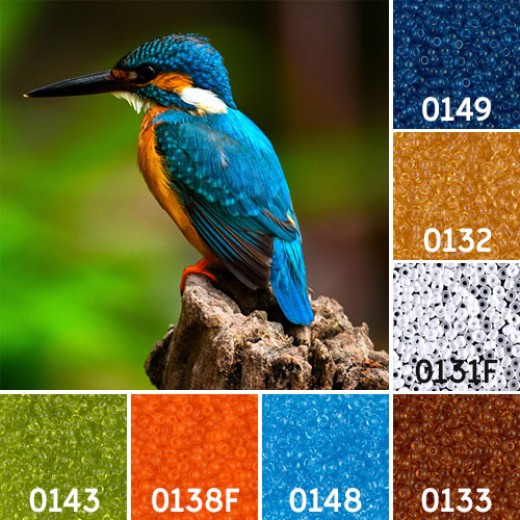 Kingfisher Great British Birds Colour Inspiration Miyuki 8/0 Seed Bead Collection