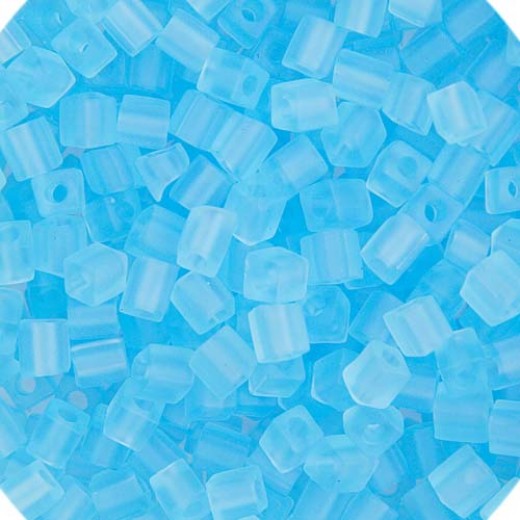 Miyuki 3mm Cubes, Aqua Opaque Matte - 0148F, Approx 20 Grams