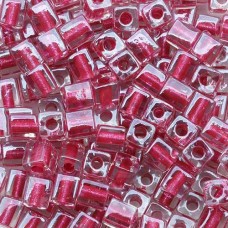 Miyuki 4mm Cubes, Rose Pearl Transparent Lined Luster - 2603, Approx 20 Grams