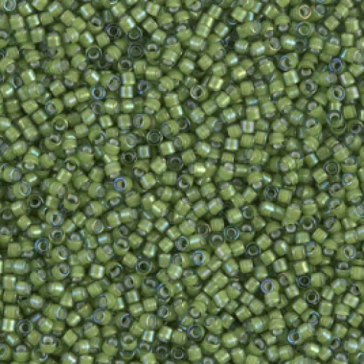 DB1786 White Lined Green AB size 11/0 Miyuki Miyuki Delica Beads, 50g wholesale bag