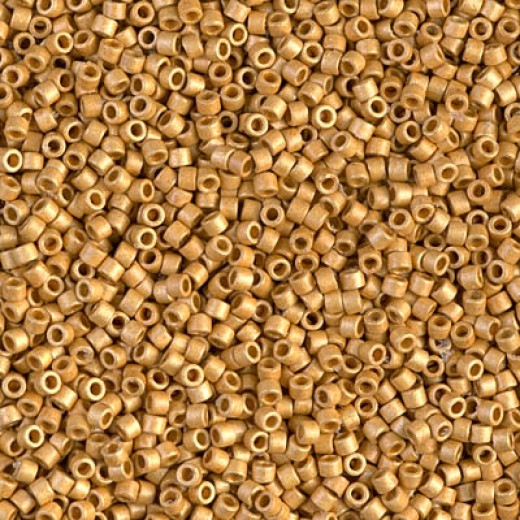 DB1832F Duracoat Galvanised Matte Gold, Colour Code 1832F, Size 11/0 Miyuki Delica Beads, wholesale pack of 50g approx.