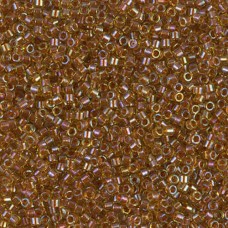 DB1735 Sparkling Dark Topaz lined chartreuses AB, Size 11/0 Miyuki Delica Beads,...