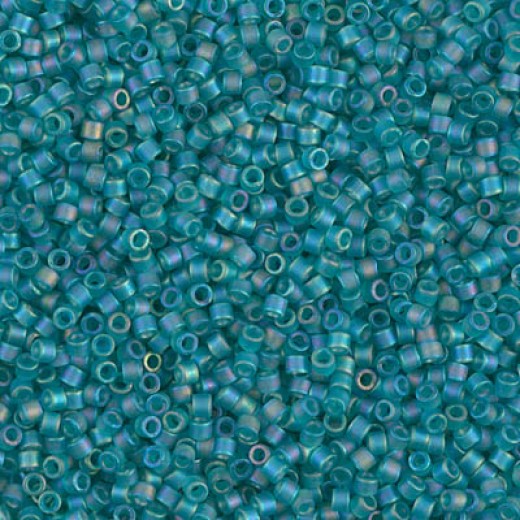 DB1283 Matte Transparent Caribbean Teal AB, Size 11/0 Miyuki Delica Beads, 5.2g approx.