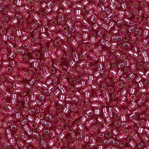 DB1341 Dyed Silver Lined Medium Rose, Size 11/0 Miyuki Delica Beads, 5.2g approx.