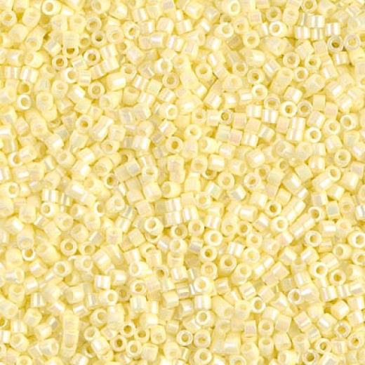 DB1501 Opaque Pale Yellow AB, Size 11/0 Miyuki Delica Beads, 5.2g approx. *Being discontinued by Factory*