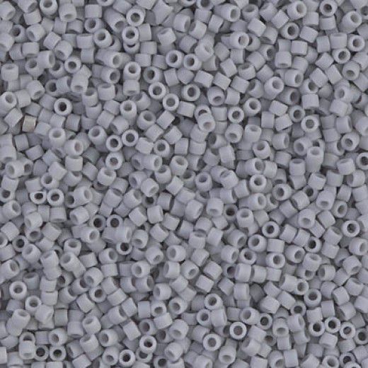 DB1589 Matted Opaque Ghost Grey, Size 11/0 Miyuki Delica Beads, 50 Grams