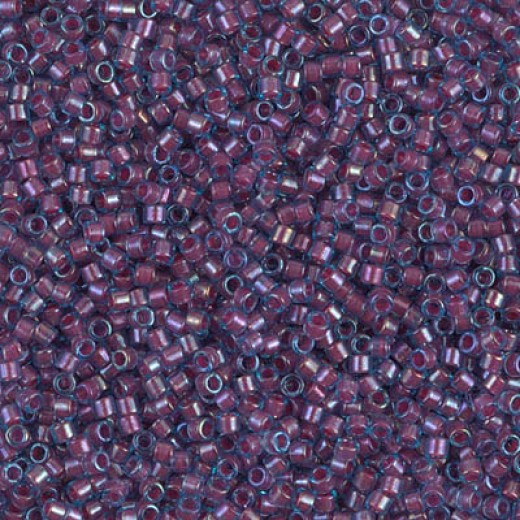 DB1758 Hot Pink Lined Aqua AB, Size 11/0 Miyuki Delica Beads, 5.2g approx.