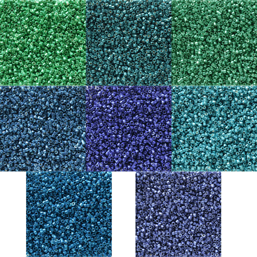 Miyuki Duracoat Galvanised size 11/0 Delicas, DB25XX Collection - 8 packs of 5.2g + free Bead sorter tray