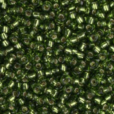 Olive Silver Lined, Miyuki 11/0 Seed Beads, Colour 0026, 22g Approx