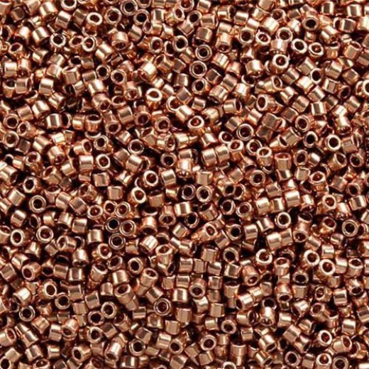 DB0040 Bright Copper Plated, Size 11/0 Miyuki Delica Beads, 50g approx.