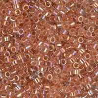 DB0054 Peach AB Lined-Dyed, Size 11/0 Miyuki Delica Beads, 5.2g approx.