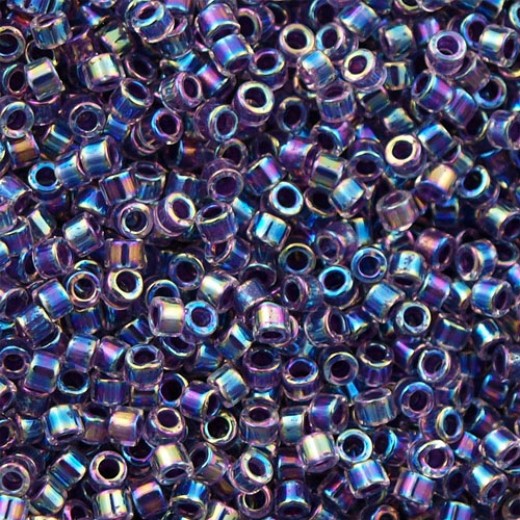 DB0059 Light Violet AB Lined-Dyed, Size 11/0 Miyuki Delica Beads, 50g approx.