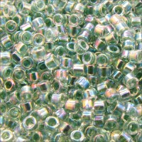 DB0060 Green Lime AB Lined-Dyed, Size 11/0 Miyuki Delica Beads, 5.2g approx.