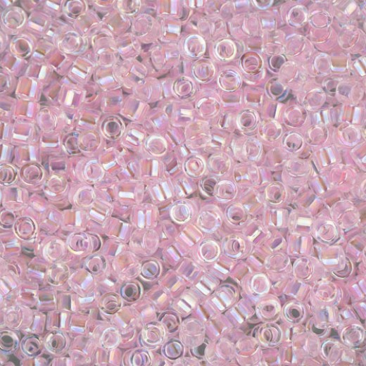 DB0071 Pink AB Lined-Dyed, Size 11/0 Miyuki Delica Beads, 5.2g approx.