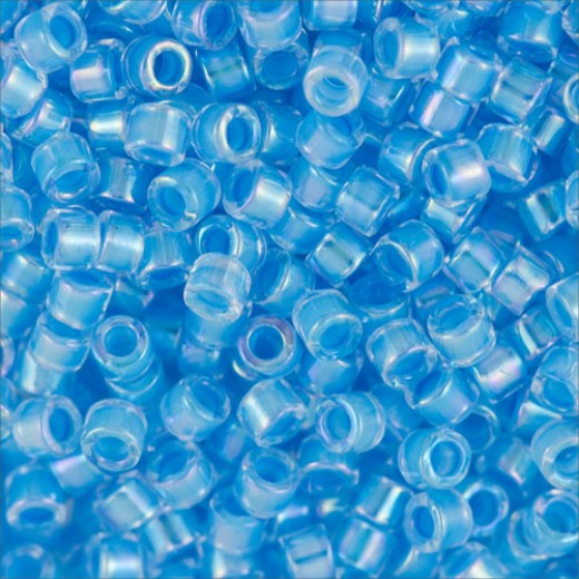 DB0076 Light Blue AB Lined-Dyed, Size 11/0 Miyuki Delica Beads, 5.2g approx.