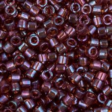 DBL0104 Raspberry Transparent AB Gold Luster Size 8/0 Miyuki Delica Beads, Colour Code 0104, 50g approx.