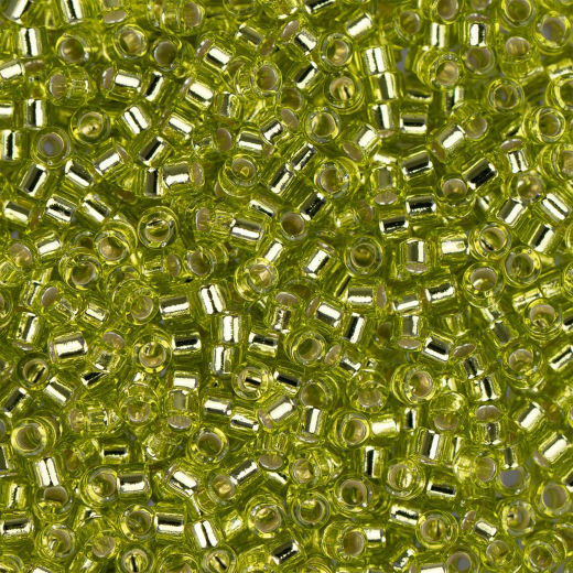 DB0147 Chartreuse Silver Lined, Size 11/0 Miyuki Delica Beads, 50gm bag