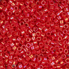 DB0159 Red Coral Opaque AB, Size 11/0 Miyuki Delica Beads, 5.2g approx.
