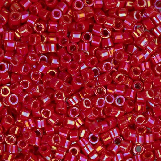 DBM0162 Red Opaque AB, Size 10/0  Miyuki Delica Beads, Colour code -162 - Approx. 5.2g