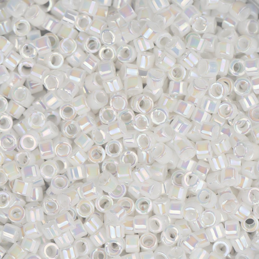 DBS0202 White Pearl Opaque AB , Colour code 202 Size 15/0 Miyuki Delica Beads, 5.2g approx.