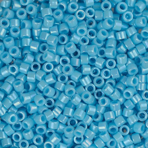 DB0215 Light Blue Opaque AB, Size 11/0 Miyuki Delica Beads, 5.2g approx.