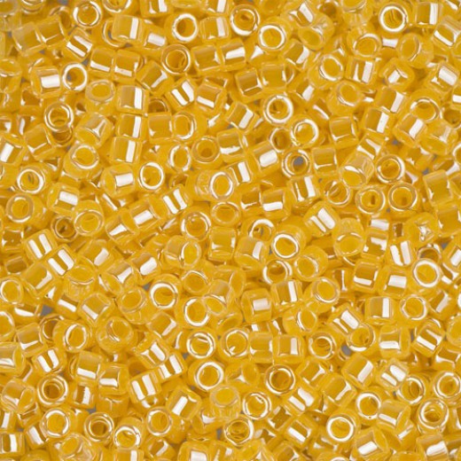 DB0233 Crystal Yellow Ceylon Lined-Dyed, Size 11/0 Miyuki Delica Beads, 5.2g approx.