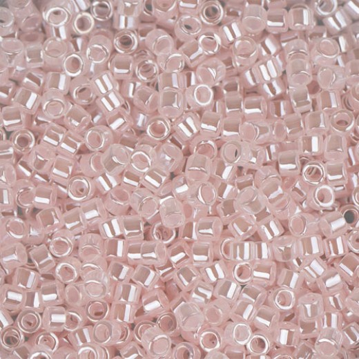 DB0234 Crystal Pale Salmon Ceylon Lined-Dyed, Size 11/0 Miyuki Delica Beads, 5.2g approx.