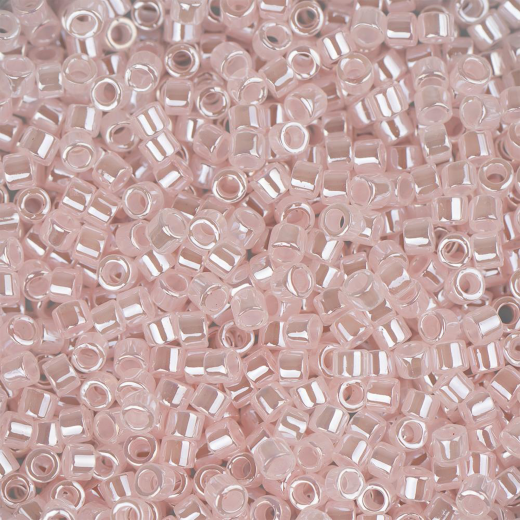 DB0234 Crystal Pale Salmon Ceylon Lined-Dyed size 11/0 Miyuki Delica Beads, 50gm bag