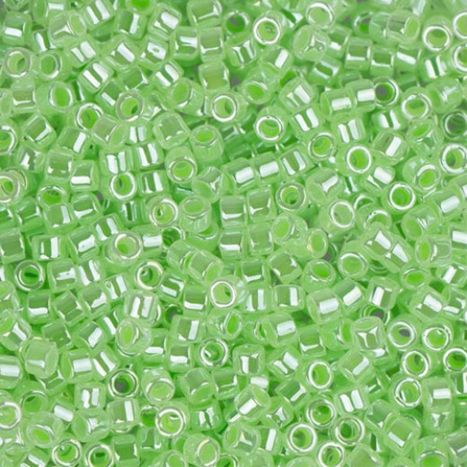 DBM0237 Lined Crystal Light Green Luster, Size 10/0  Miyuki Delica Beads, Colour code -237 - Approx. 5.2g